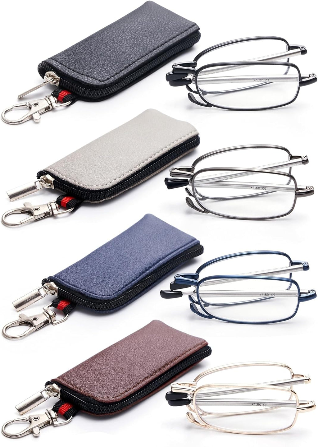 4 Pack Compact Reading Glasses Pocket Foldable Readers for Women Men