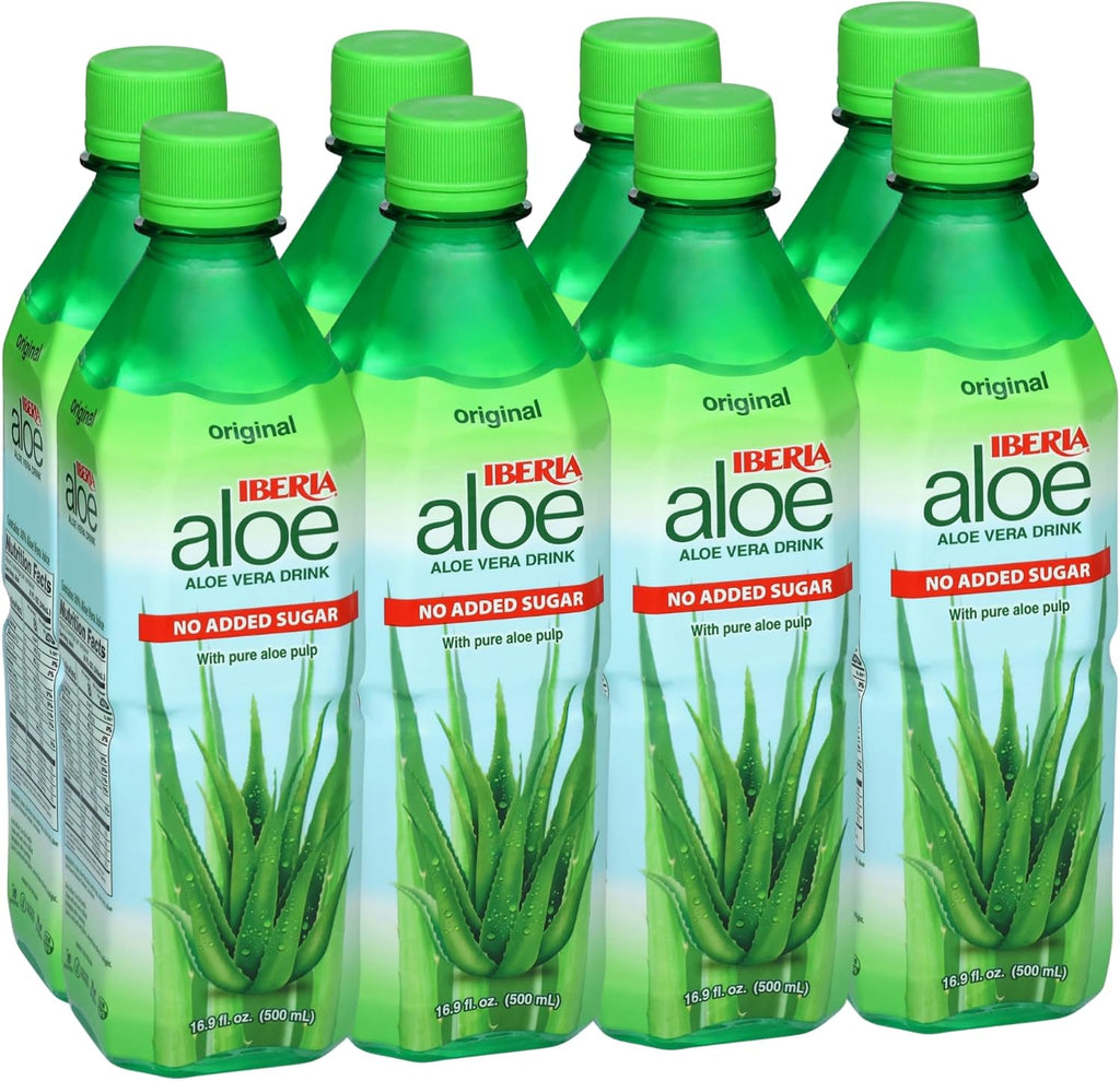 Iberia Aloe Vera Drink with Pulp, No Sugar, Original,16.9 Fl Oz (Pack of 8)