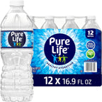 Pure Life Purified Water Bottles, 12 Pack - Still Bottled Water Enhanced with Minerals for a Crisp Taste, Plastic Bottles - 16.9 Fl oz