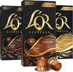 L'OR Espresso Capsules, 30 Count Variety Pack Vanilla/Chocolate/Caramel, Single-Serve Aluminum Coffee Capsules Compatible with the L'OR BARISTA System & *Nespresso Original Machines