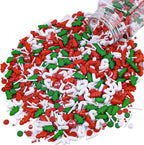Morofme 3.5 oz Christmas Sprinkles Red and Green Christmas Tree Candy Sprinkle Jimmies Mix Christma Cane Sprinkle Cake Topper Edible Holiday Sprinkles for Cupcake Toppers Cookie Ice Cream