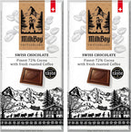 Milkboy Swiss Chocolates Dark Chocolates with Coffee - 72% Cocoa - Gourmet Dark Chocolate Bars - Made in Switzerland - Gluten Free - Sustainably Farmed - Non GMO - Vegan - 3 oz, Pack 2
