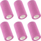 IndigoCase 6 Rolls Self Adhesive Bandage Wrap 4 Inch, Pink Color Elastic Athletic Tape, Vet Wrap, Wrist Tape, Large Bandage for Horses, Knuckle, Knee, Pets