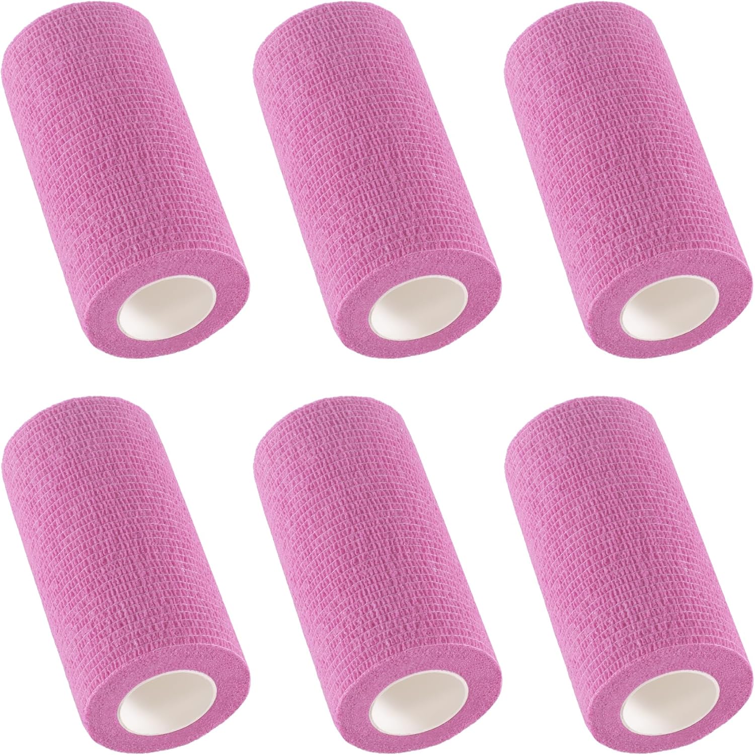 IndigoCase 6 Rolls Self Adhesive Bandage Wrap 4 Inch, Pink Color Elastic Athletic Tape, Vet Wrap, Wrist Tape, Large Bandage for Horses, Knuckle, Knee, Pets