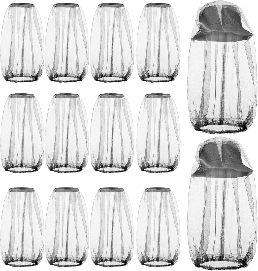 Funtery 12 Pcs Mosquito Head Mesh Face Fly Netting Hood Protecting Sun Fishing Hat with Net for Men Women(Gray)