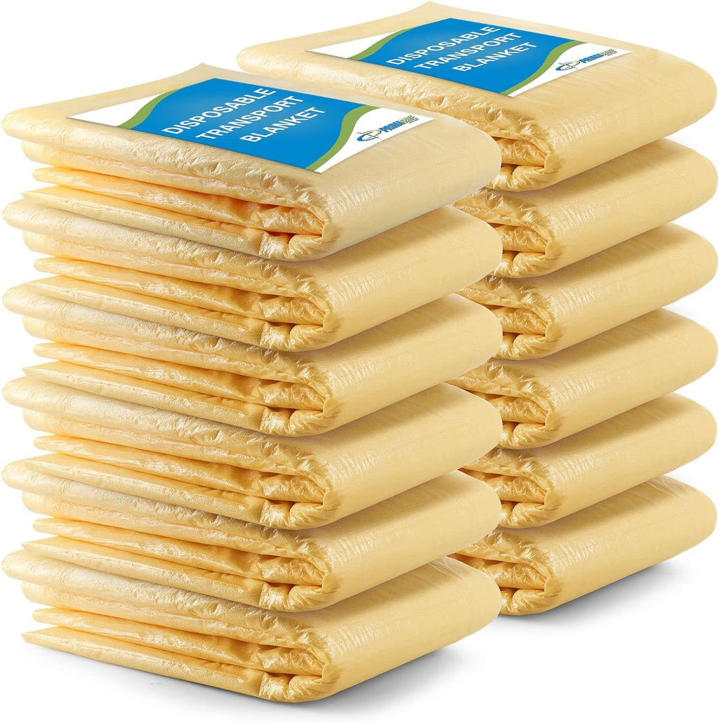 Primacare CSCB-6821 Disposable Transport Emergency Blanket, Lightweight and Warerproof, Blanket for Outdoors, Camping, First Aid, Hiking, Survival, 60” x 90”, Yellow (Pack of 18)