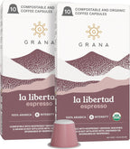 G GRANA Coffee Pods, Compatible with Nespresso OriginalLine, 20 Pack, Medium-Dark Roast, USDA Organic 100% Arabica Single Source Specialty Coffee, Compostable Single Serve Capsules, La Libertad