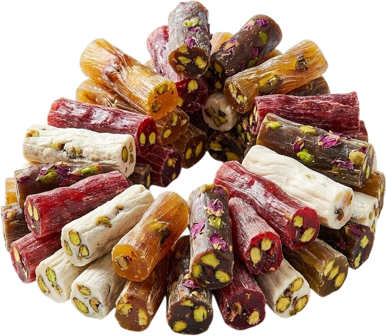 Çarşıbaşı Handmade Turkish Delight Mix – Turkish Delights Candy Sticks Pistachio Filled – Premium Gourmet Sweet Gift Box 12.3 oz (350g) | Authentic Turkish Dessert for Eid, Christmas, and Special Occasions