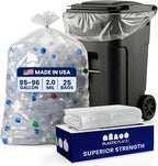 Plasticplace 95-96 gallon Garbage Can Liners │ 2 Mil │ Clear Heavy Duty Trash Bags │ 61” X 68” (25Count)