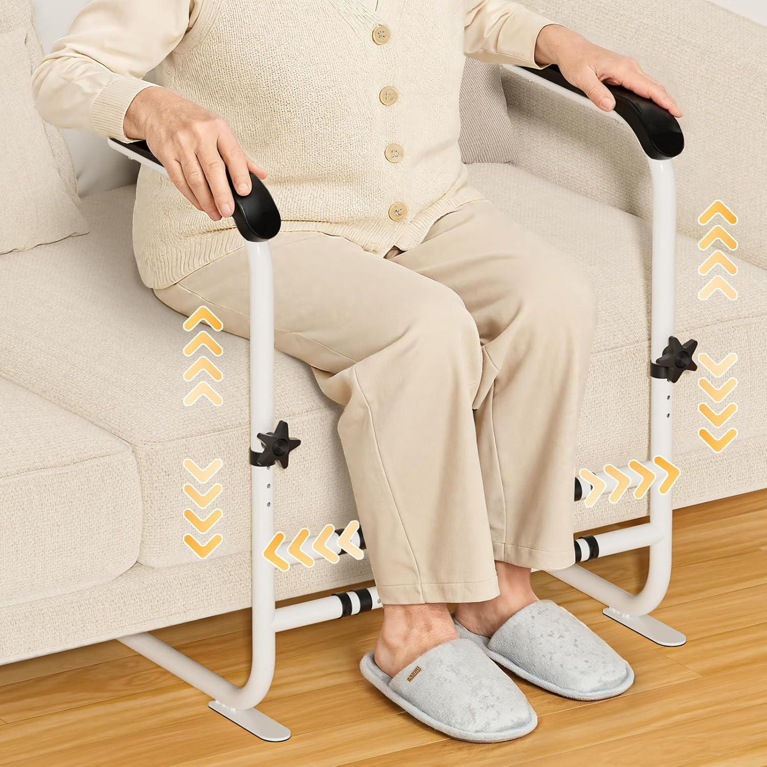 SPECILITE Couch Stand Assist Aid for Elderly with Wide Handle, Height & Width Adjustable Chair Lift Assist Devices, Stand Up Rails, Standing Aids & Supports Up to 450 Lbs for Seniors, Disabled, White
