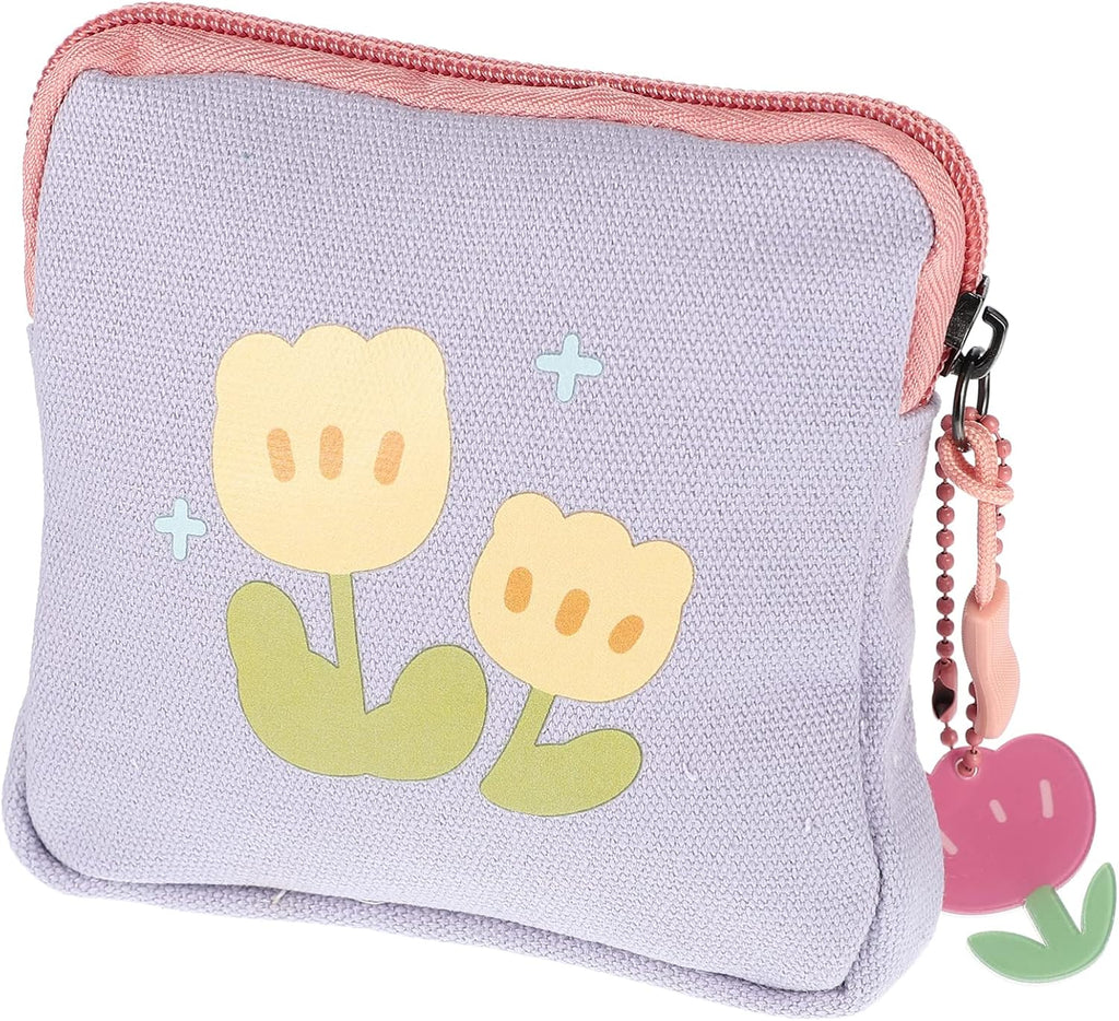 Flower Coin Purse Sanitary Napkin Storage Bag Square Period Bag for Women Students