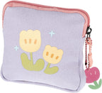 Flower Coin Purse Sanitary Napkin Storage Bag Square Period Bag for Women Students