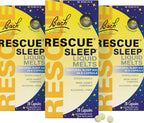 Bach Rescue Sleep Liquid Melts, Natural Orange Vanilla Flavor, Natural Sleep Aid, Stress Relief, Homeopathic Flower Essence, Free of Melatonin, Non-Alcohol, 3 Pack, 28 Count Each