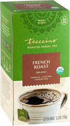 Teeccino French Roast Herbal Tea - Rich & Roasted Herbal Tea That’s Caffeine Free & Prebiotic for Natural Energy, Coffee Alternative, 25 Tea Bags
