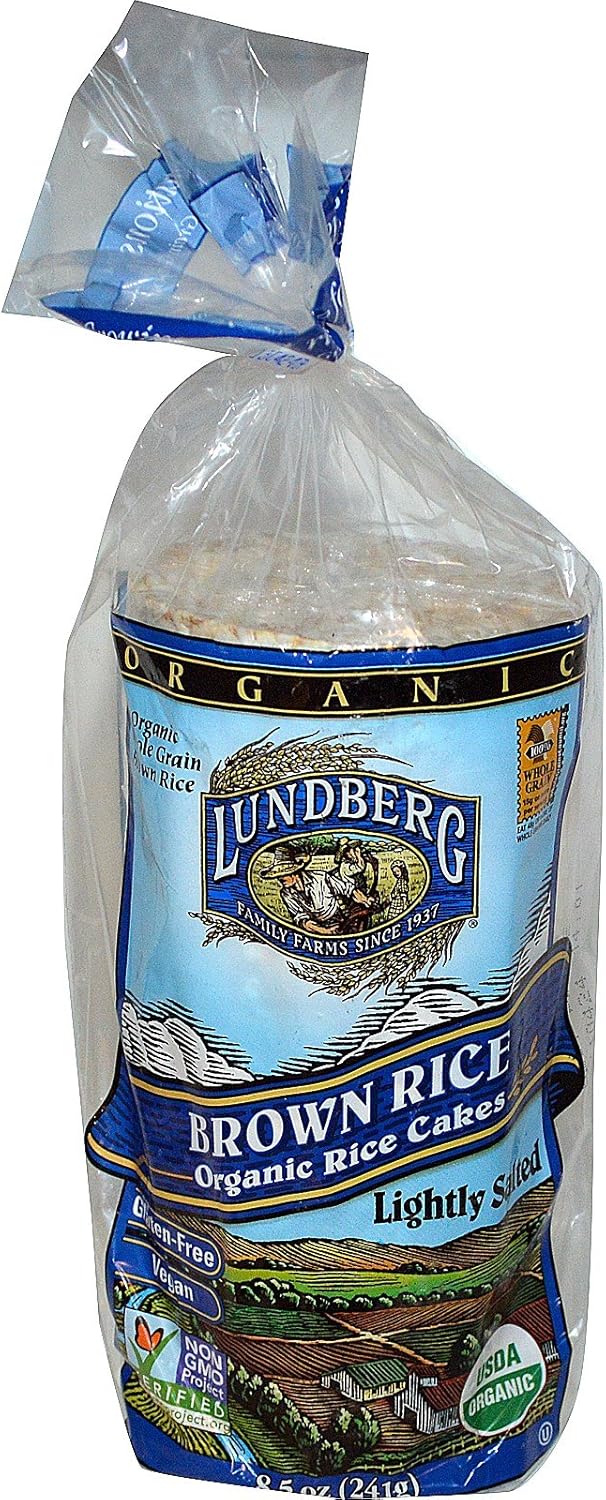 Lundberg, Brown Rice Organic Rice Cakes, Lightly Salted, 8.5 oz(Pack of 2)