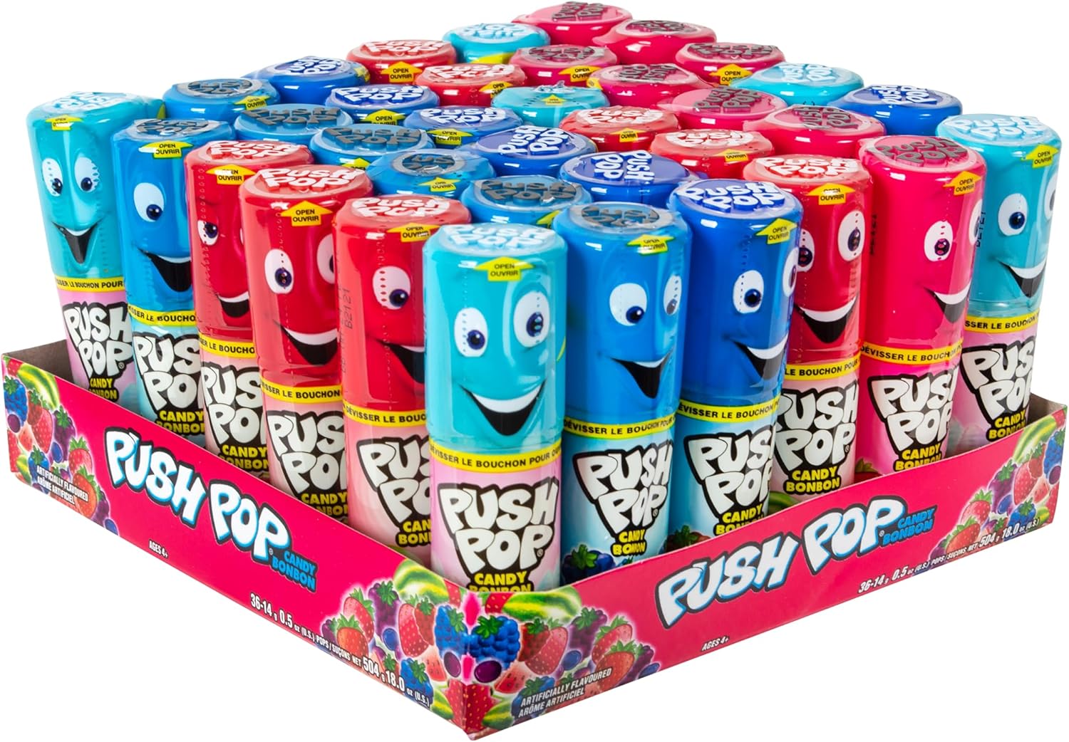 Topps Push Pop, Assorted, 0.5-Ounce Pops (Pack of 36)