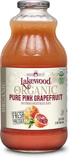 Lakewood Organic PURE Pink Grapefruit Juice, 32-Ounce Bottles (Pack of 6)