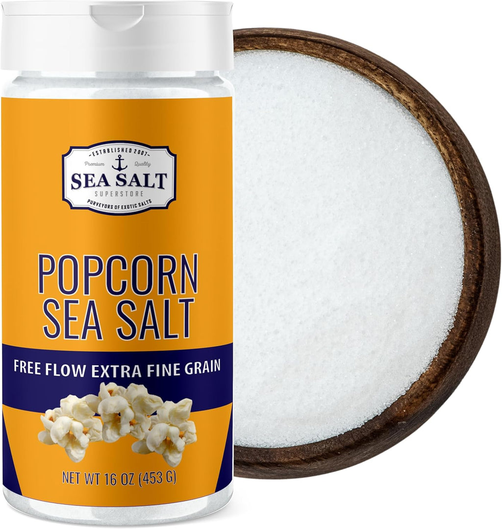 Popcorn Salt, Sea Salt Popcorn Seasoning, 16 oz Shaker - Sea Salt Superstore