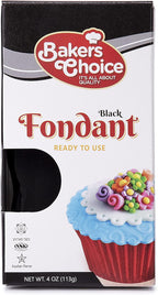 Baker's Choice Black Fondant Icing-4 oz.-Ready to Use Cake Decorating Frosting-Easy To Roll,Moldable,Kosher,Dairy Free,and Nut Free-Black Fondant For Cakes Cupcakes and Cookies-By Baker’s Choice