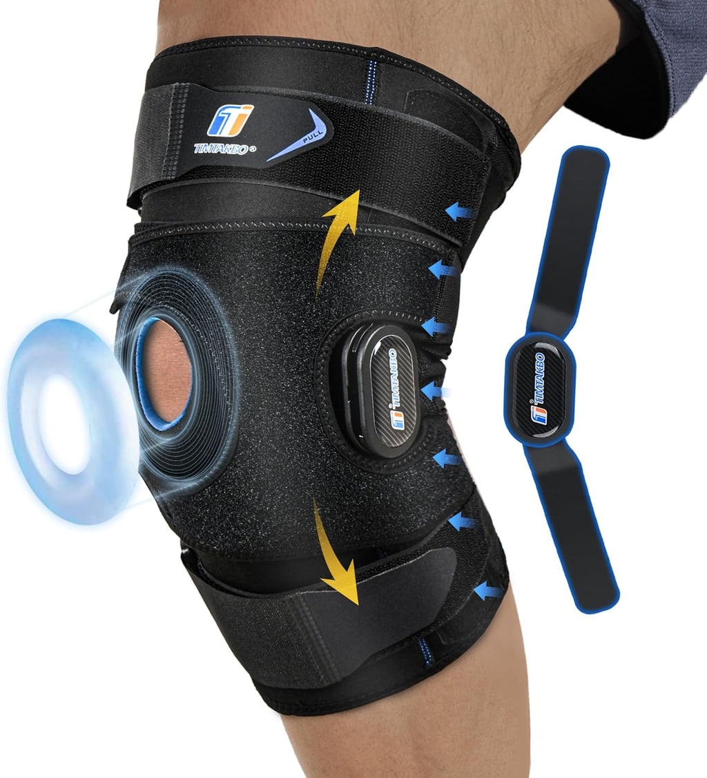 Slip on Knee Brace for Men & Women, GEL Patella Support Hinged Knee Braces for Knee Pain with Removable Dual Side Stabilizers, X-Strap Fixing, Knee Brace for Meniscus Tear, ACL, PCL, MCL, Arthritis