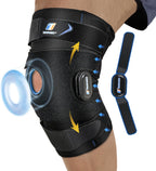 Slip on Knee Brace for Men & Women, GEL Patella Support Hinged Knee Braces for Knee Pain with Removable Dual Side Stabilizers, X-Strap Fixing, Knee Brace for Meniscus Tear, ACL, PCL, MCL, Arthritis
