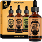 Beard Oil (3 Pack, 90ml), Beard Growth & Conditioning Oil for Men, Hydrating Beard Moisturizer for Grooming & Care, Sandalwood, Cedarwood, Sweet Orange Scents