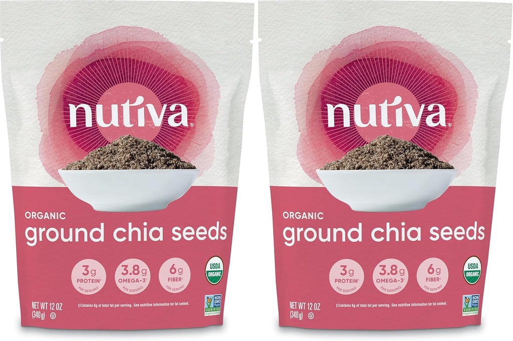 Nutiva Organic Premium Raw Ground Chia Seeds, 12 Oz, USDA Organic, Non-GMO, Whole 30 Approved, Vegan, Gluten-No & Keto, Nutrient-Dense Seeds with 3g Protein & 5g Fiber for Salads, Yogurt & Smoothies