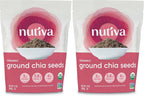 Nutiva Organic Premium Raw Ground Chia Seeds, 12 Oz, USDA Organic, Non-GMO, Whole 30 Approved, Vegan, Gluten-No & Keto, Nutrient-Dense Seeds with 3g Protein & 5g Fiber for Salads, Yogurt & Smoothies