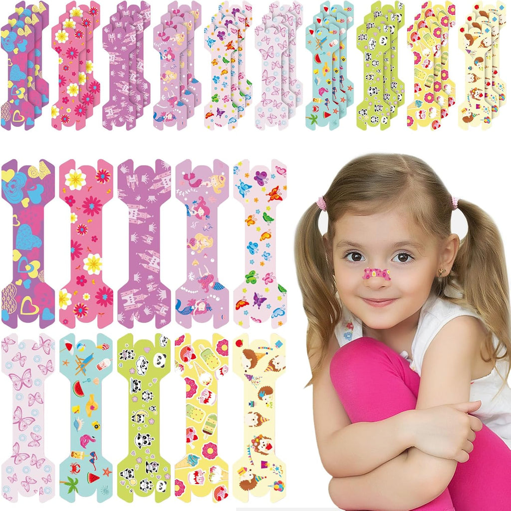 30 Count Small Size Kids Nose Strips 1.73 * 0.55 Girls Breathing Strips Nasal Strips for Snoring Cartoon Nasal Strips for Kids Sleeping Tape Anti Snoring Solution Nose Tape Nose Strips
