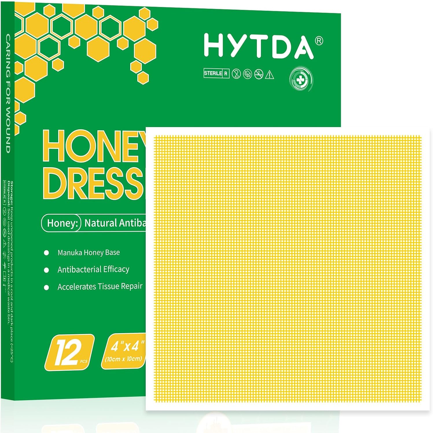 Manuka Honey Gauze Dressing, 4×4 Inches, 12 Individual Pack, Non Stick Gauze Pads, Manuka Honey Wound Care for Wound Healing from Burns, Abrasions, Cuts and Scald, FSA or HSA