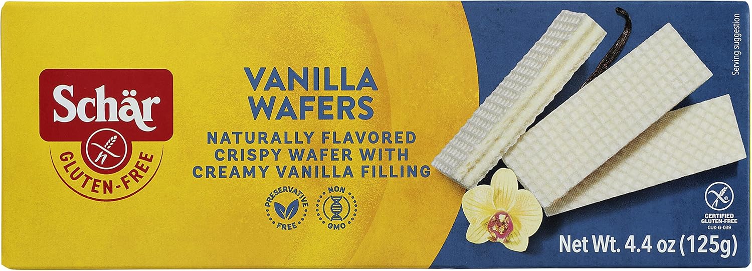 Schär Gluten-Free Vanilla Wafers, 4.4oz (Pack of 12) – Crispy Texture, Rich Vanilla Flavor, Non-GMO, No Artificial Preservatives, Perfect Snack or Dessert Ingredient