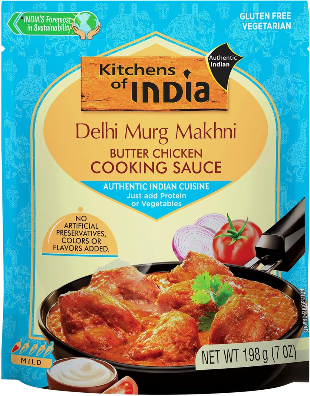 Kitchens of India Delhi Murgh Makhni, Butter Chicken Cooking Sauce, Easy to Use Sauce for Authentic Indian Food, Gluten-Free, 7.02 Ounces (Pack of 6) (New Price Alert)