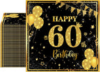 40PCS 60th Birthday Decorations Black and Gold 60th Birthday Napkins Disposable Paper Napkins 60 th Birthday Decorations for Men Woman 60th Anniversary Wedding Retirement Party Supplies