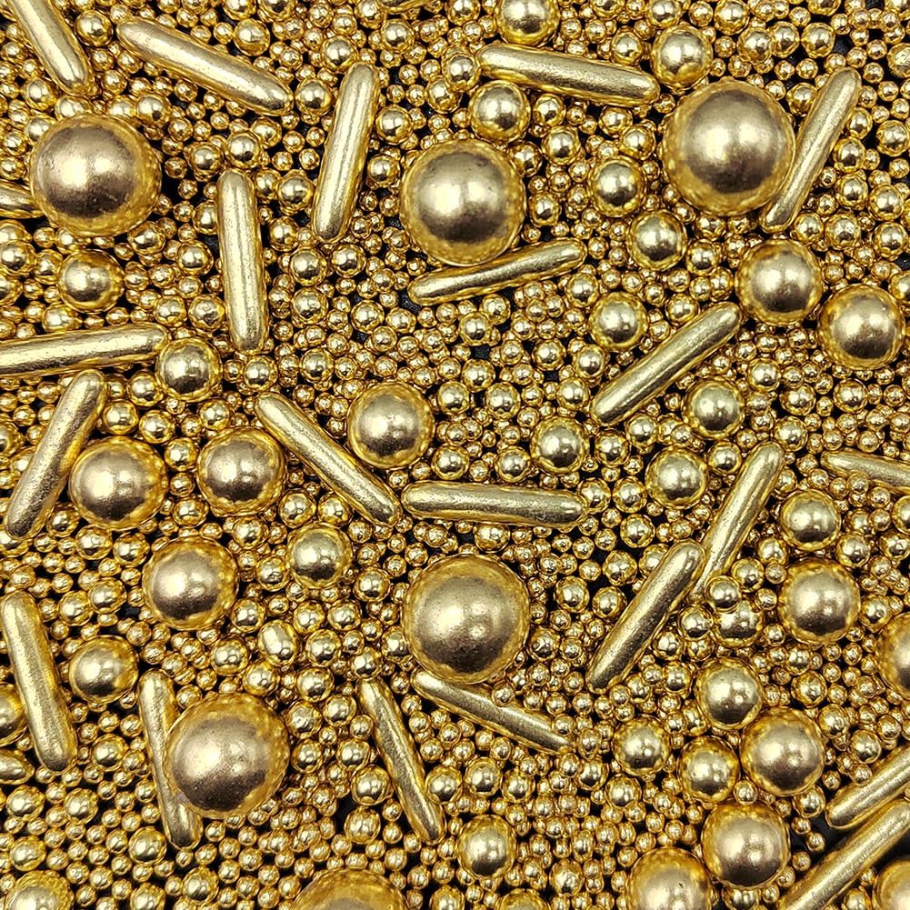 Gold Sprinkles Pearl Sugar Candy Mix Size Baking Cake Decorations Cupcake Toppers Cookie Decorating Wedding Shower Party Valentine Halloween Christmas Supplies 120g/4.23oz