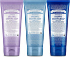 Dr. Bronner's - Organic Shaving Soap (7 oz, 3-Pack, Variety Pack) Lavender, Baby Unscented, & Peppermint - Certified Organic, Sugar & Shikakai Powder, Moisturizes, Use on Face, Underarms, & Legs