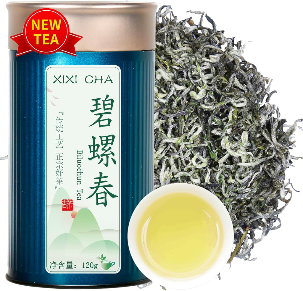 XIXICHA Biluochun Green Tea New Tea Grade AAA Dongting Bi Luo Chun Chinese Green Tea Loose Leaf Pi Luo Chun Floral And Fruity Fragrance （96 cups）碧螺春 绿茶 明前茶 120g/4.23oz