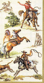IHR Ideal Home Range Dinner Napkins Disposable 3-Ply Paper Hand Towels, 8.5" x 4.5", Wild West (Cream), 16-Count