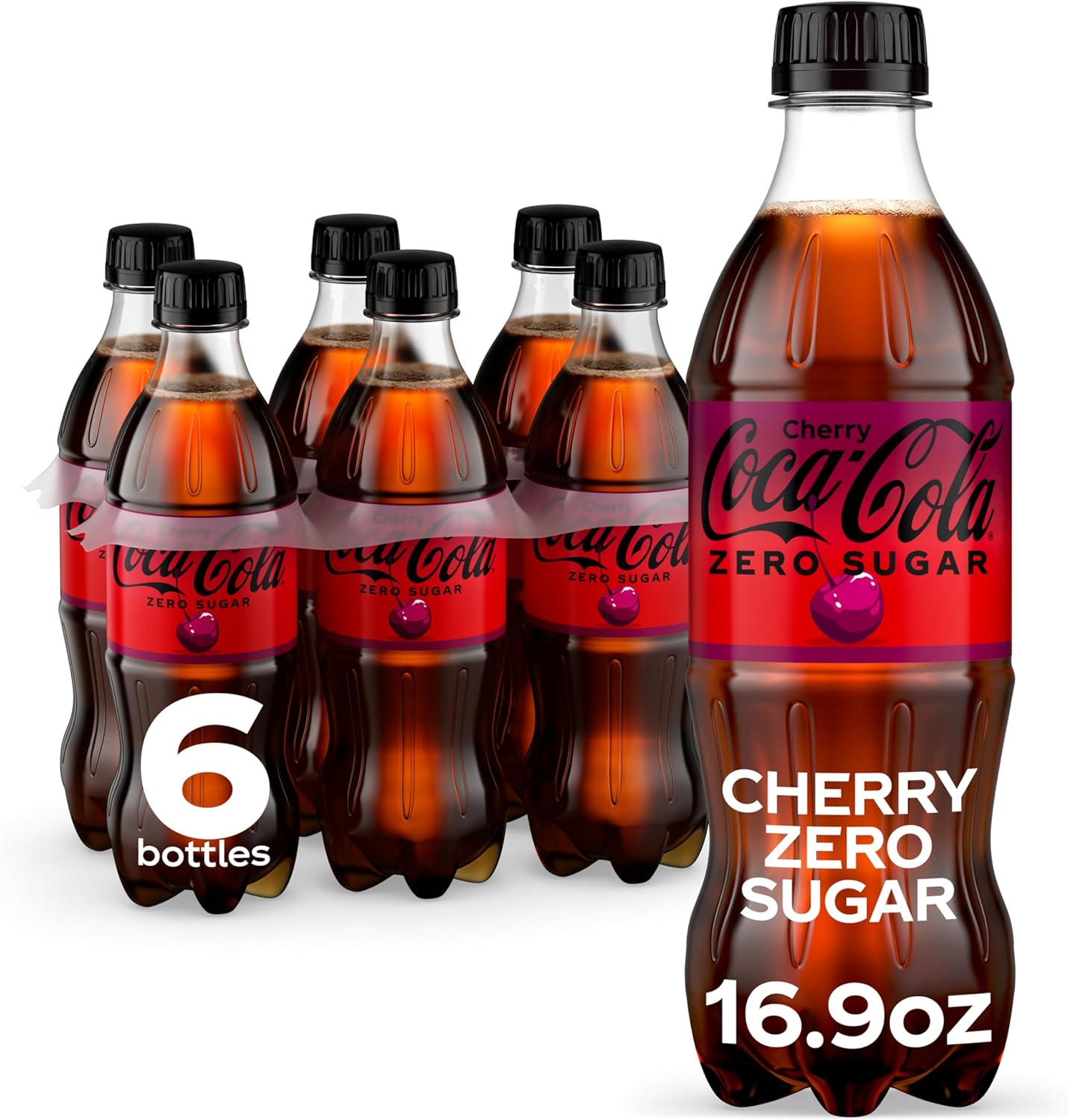 Coca-Cola Zero Sugar Cherry Diet Soda Soft Drink, 16.9 fl oz, 6 Pack