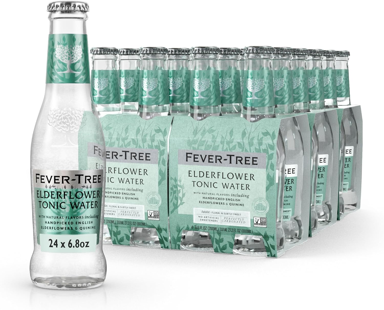 Fever-Tree Tonic Water Glass Bottles, Elderflower, 163.2 Fl Oz
