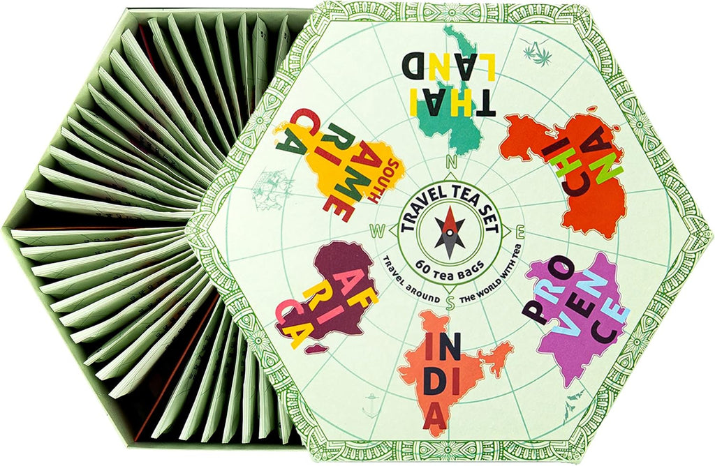 ACORUS Travel Tea Set | Round-The-World Trip of Your Dreams with Selection of Teas You Have Never Tasted Before | Assorted Tea Gift Set | Herbal and Fruit Variety Pack | 60 Tea Bags