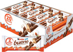 Kinder Bueno Milk Chocolate Bars with Crispy Wafer and Hazelnut Cream, 20 Count, 2 Bars per Pack, 1.5 oz Each