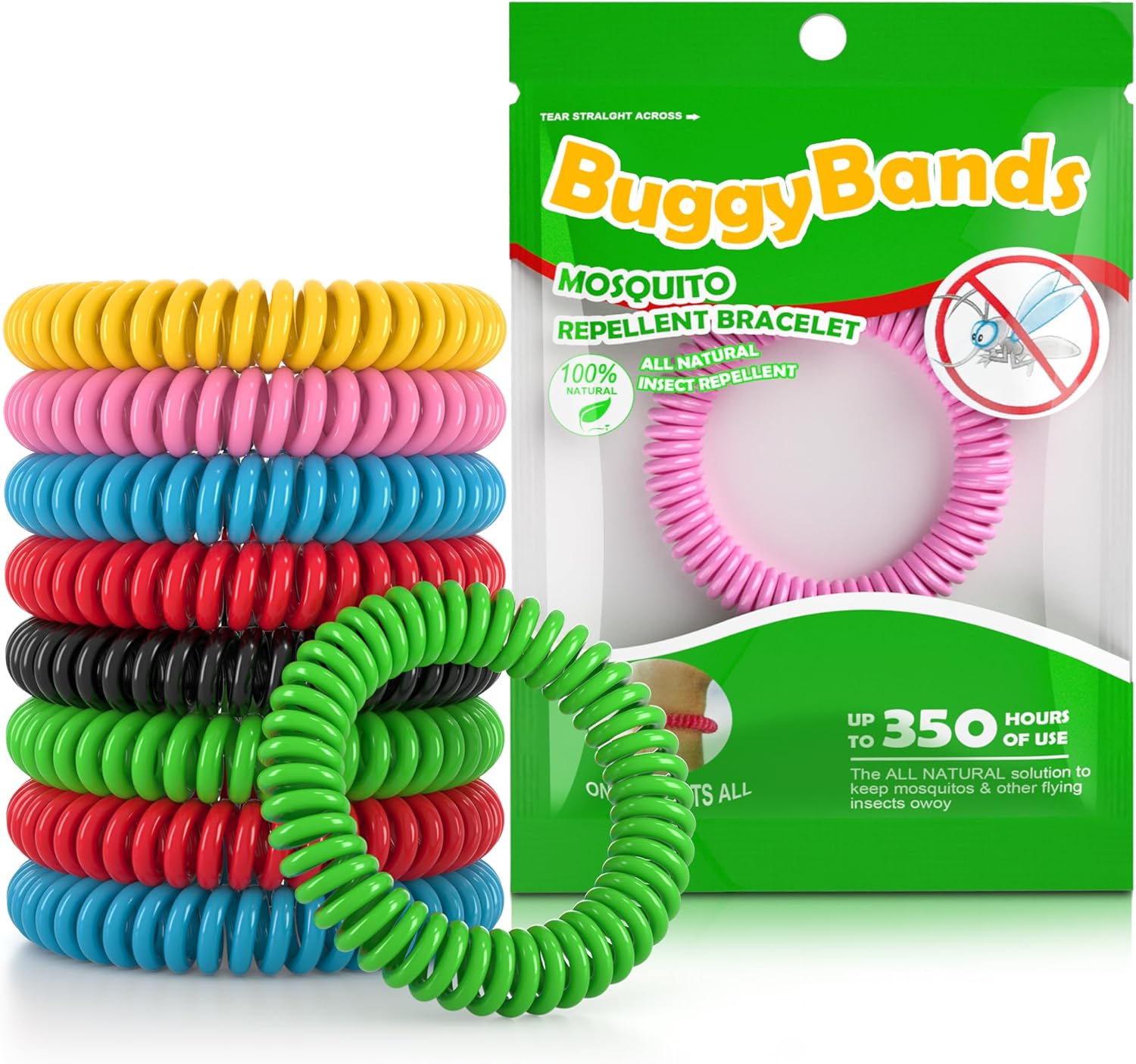 48 Pack Mosquito Repellent Bracelets for Adults & Kids, Individually Wrapped, DEET Free Natural and Waterproof Bands