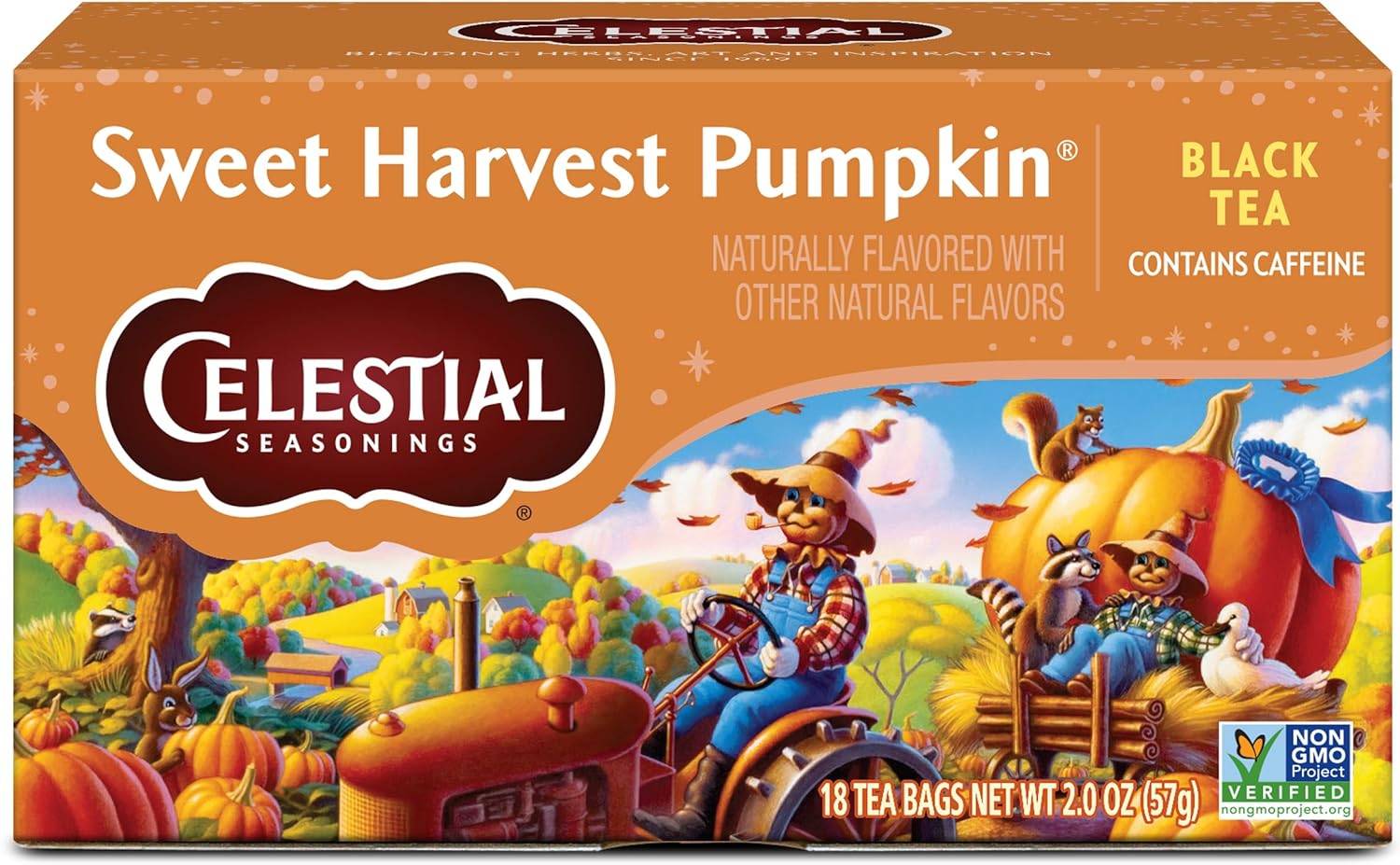 Celestial Seasonings Tea Bags Sweet Harvest Pumpkin Black Tea 18 Count