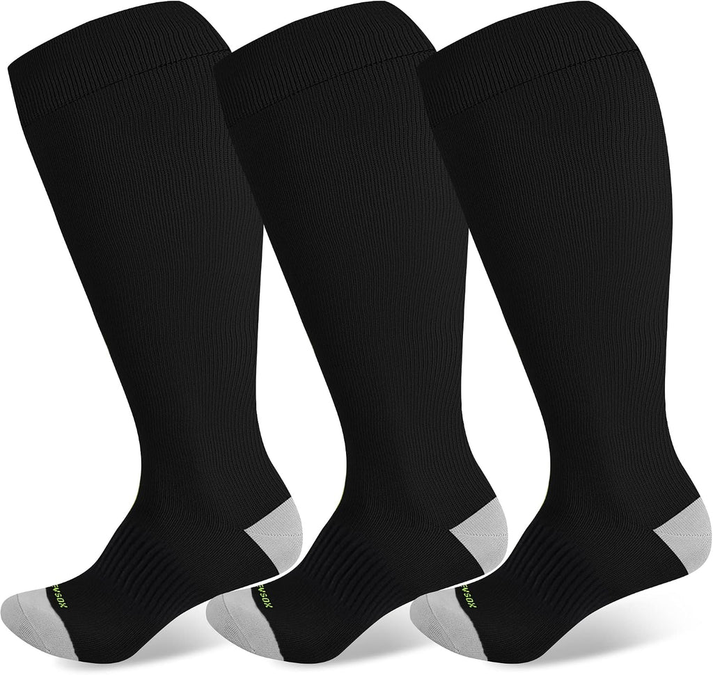 LEVSOX Plus Size Compression Socks Wide Calf Men&Women 20-30 mmhg Knee High Support Socks for Medical, Nurse, Diabetic
