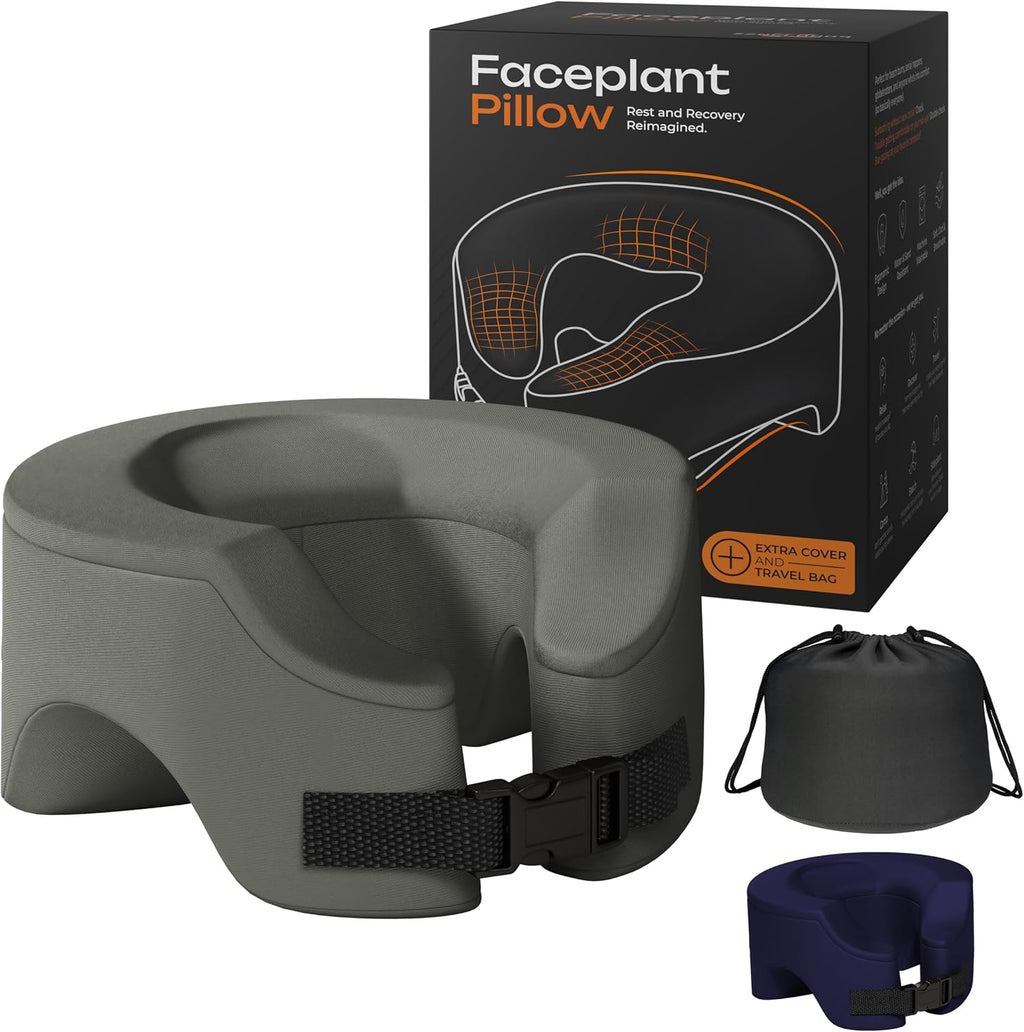 Faceplant Face Down Pillow - Adjustable Memory Foam Stomach Sleeping Pillow - Face Down Pillow after Eye Surgery - Massage Headrest for Bed - and Prone Cushion for Rest and Recovery Reimagined