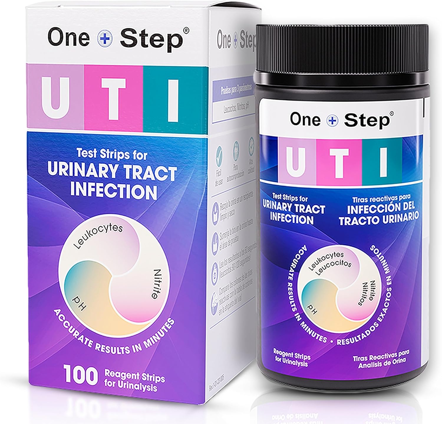 One Step 3-IN-1Full Panel UTI Test strips, 100 Strip Tub, At Home UTI Test for Women, Men & Kids, Urine Test Strips for UTI & Bladder, Easy To Use Urinary Tract Infection Test Kit