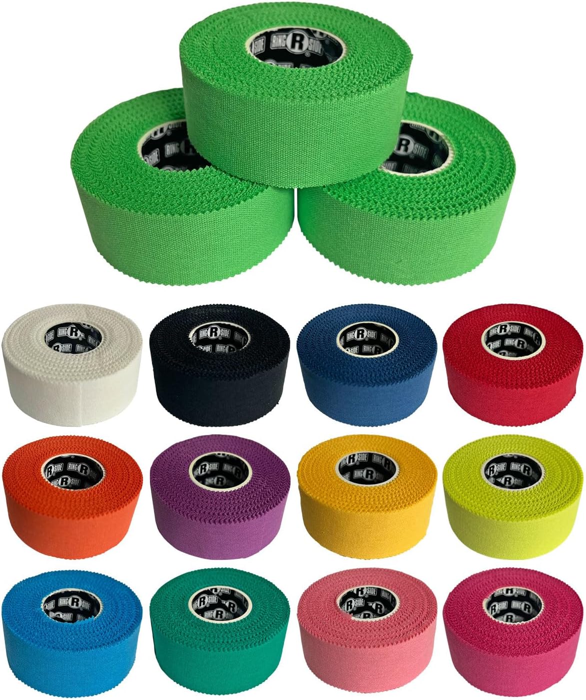 Ringside 1" Athletic Trainers Tape, Cotton Kinesiology Tape for Combat Sports, Adhesive, 30 Foot Rolls, Green, 3 Pack