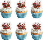 50 PCS Edible Santa Claus Cupcake Toppers Merry Christmas Cake Toppers Wafer Paper Santa Claus Party Decorations for Merry Christmas Theme Holiday Baby Shower Birthday Party Cake Decorations Supplies