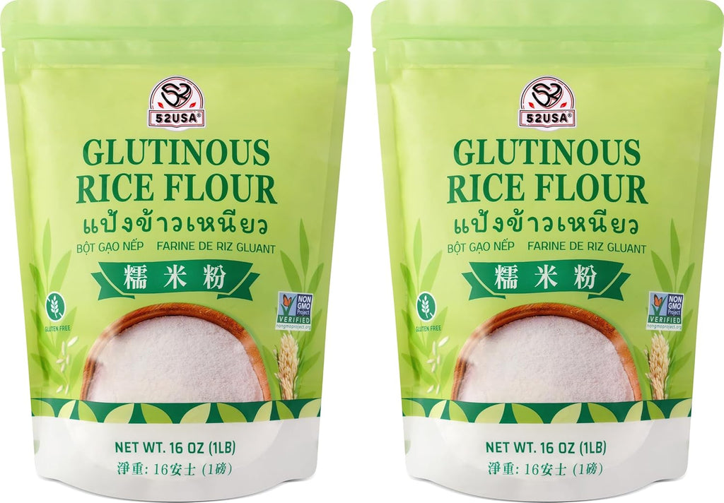 52USA Glutinous Rice Flour 32 Ounce (Basic), 1 Pound (Pack of 2), Rice Flour for Baking or Cooking, Product of THAILAND, All Natural White Rice Flour, Vegan