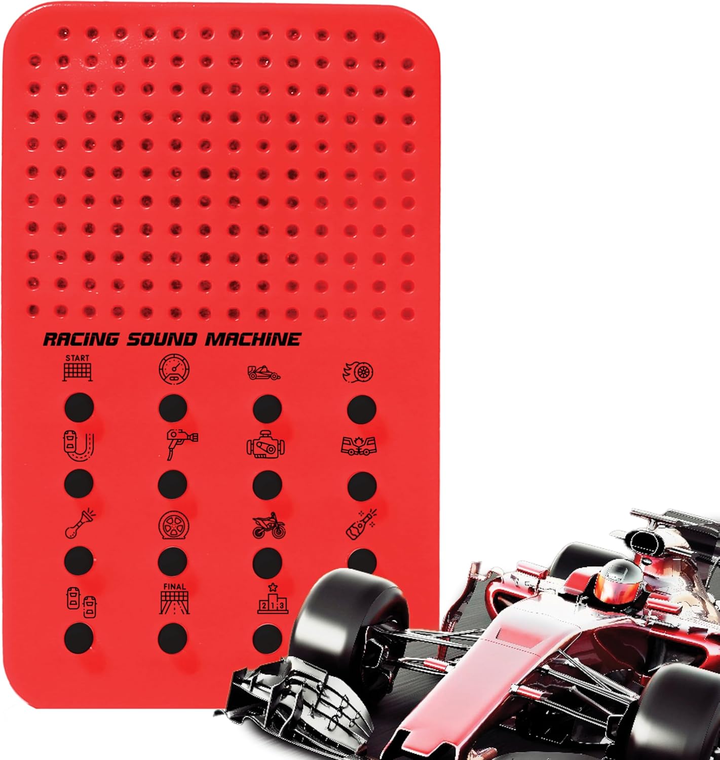 Racing Noisemaker with 16 Race Car Sounds and Effects, Pit Crew, Steering Wheel, Portable Electronic Sound Maker Race Car Themed Sound Board For Kids, Racing Birthday Noise Maker Toy Effects Gift